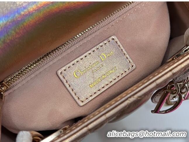 Promotional Dior Mini Lady Dior Bag in Iridescent Metallic Leather CD2612 Pink 2023