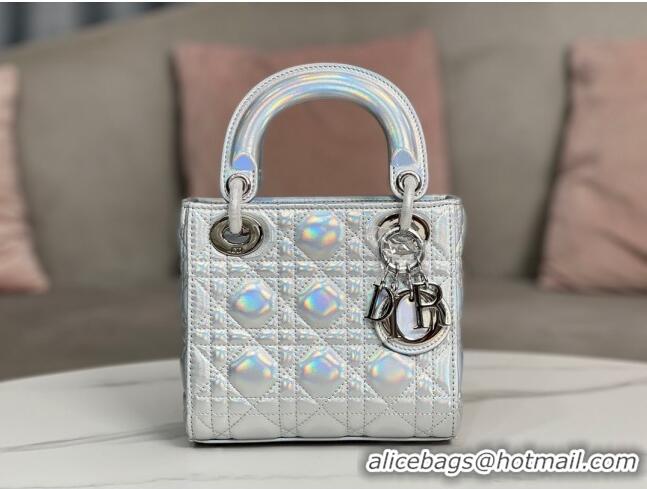 Promotional Dior Mini Lady Dior Bag in Iridescent Metallic Leather CD2612 Silver 2023