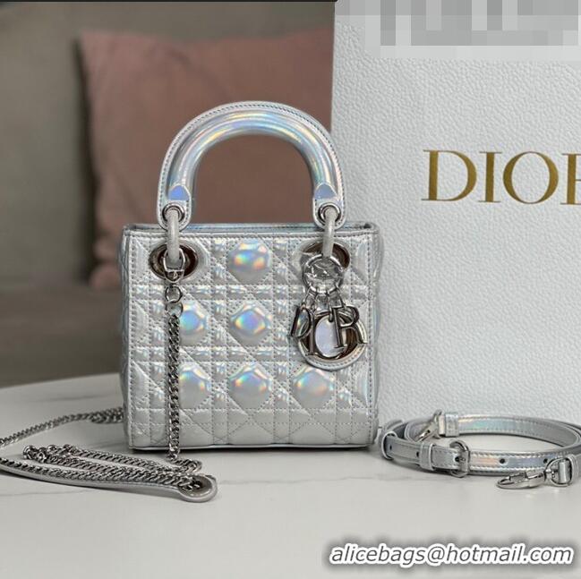 Promotional Dior Mini Lady Dior Bag in Iridescent Metallic Leather CD2612 Silver 2023