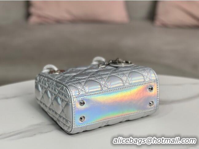 Promotional Dior Mini Lady Dior Bag in Iridescent Metallic Leather CD2612 Silver 2023