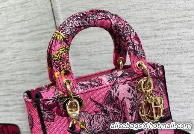 Buy Discount Dior Medium Lady D-Lite Bag in Fuchsia Multicolor Toile de Jouy Voyage Embroidery CD0060 2023