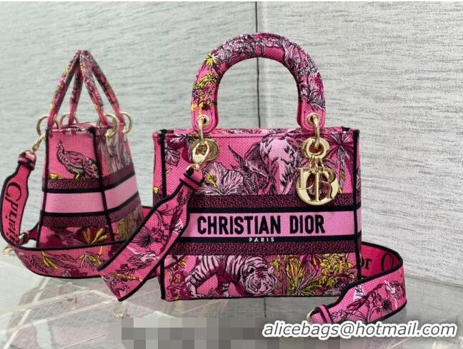 Buy Discount Dior Medium Lady D-Lite Bag in Fuchsia Multicolor Toile de Jouy Voyage Embroidery CD0060 2023