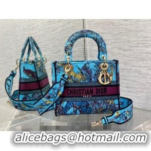 Good Quality Dior Medium Lady D-Lite Bag in Celestial Blue Toile de Jouy Voyage Embroidery CD0060 2023