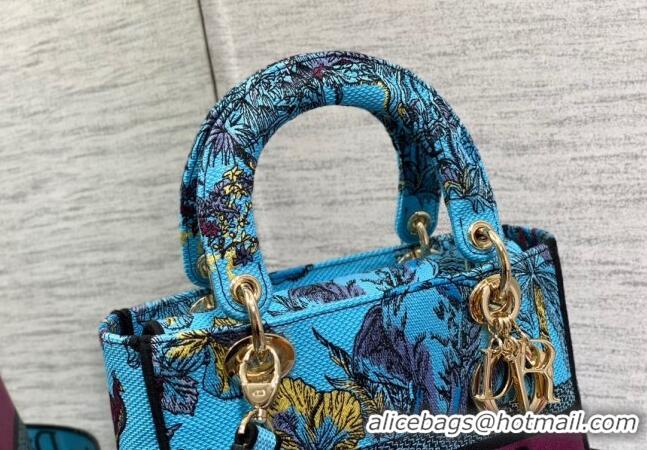 Good Quality Dior Medium Lady D-Lite Bag in Celestial Blue Toile de Jouy Voyage Embroidery CD0060 2023