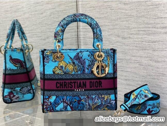 Good Quality Dior Medium Lady D-Lite Bag in Celestial Blue Toile de Jouy Voyage Embroidery CD0060 2023