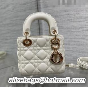 Best Product Dior Micro Lady Dior Bag in Lambskin CD0067 White 2023