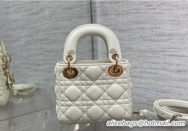 Best Product Dior Micro Lady Dior Bag in Lambskin CD0067 White 2023