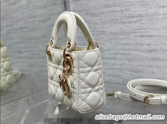 Best Product Dior Micro Lady Dior Bag in Lambskin CD0067 White 2023