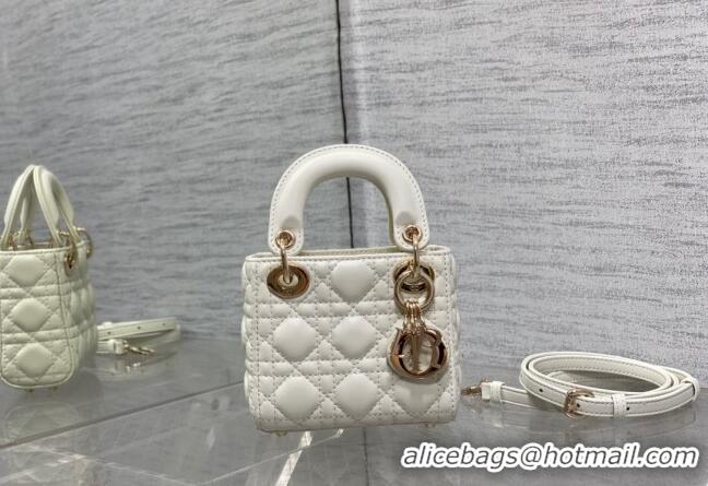 Best Product Dior Micro Lady Dior Bag in Lambskin CD0067 White 2023