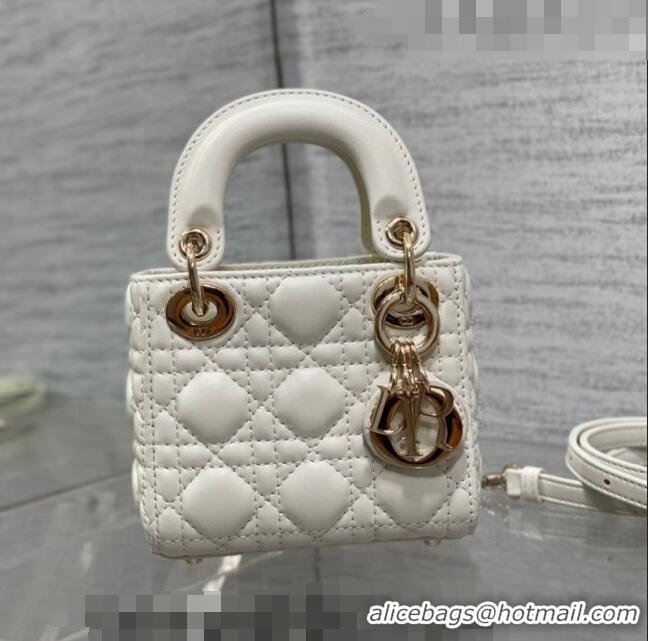 Best Product Dior Micro Lady Dior Bag in Lambskin CD0067 White 2023