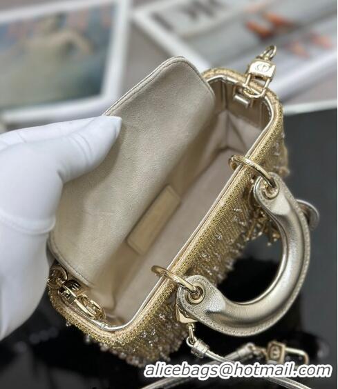 Top Quality Dior Lady D-Joy Micro Bag in Metallic Leather with Crystals CD0069 Gold 2023