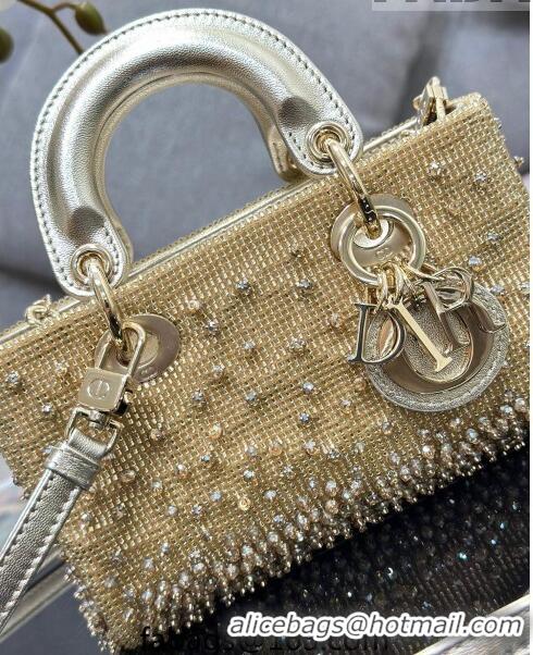 Top Quality Dior Lady D-Joy Micro Bag in Metallic Leather with Crystals CD0069 Gold 2023