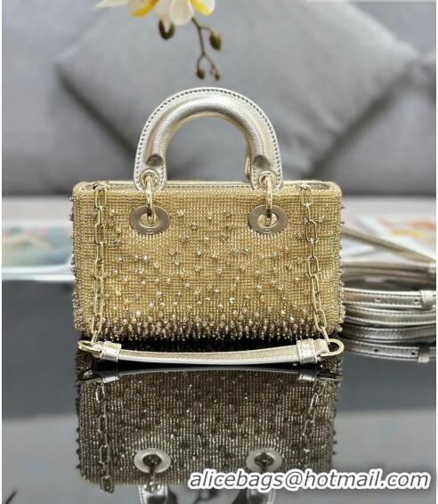 Top Quality Dior Lady D-Joy Micro Bag in Metallic Leather with Crystals CD0069 Gold 2023