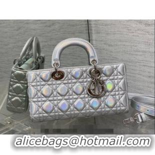 Top Quality Dior Medium Lady D-Joy Bag in Iridescent Cannage Leather CD7093 Silver 2023