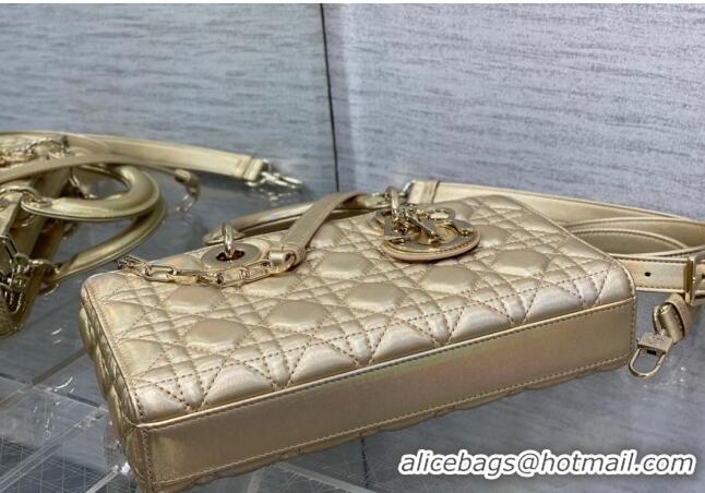 Popular Style Dior Medium Lady D-Joy Bag in Iridescent Cannage Leather CD7093 Gold 2023