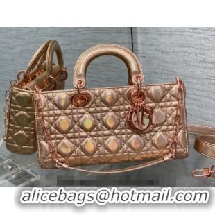 Good Taste Dior Medium Lady D-Joy Bag in Iridescent Cannage Leather Champagne CD7093 Pink 2023