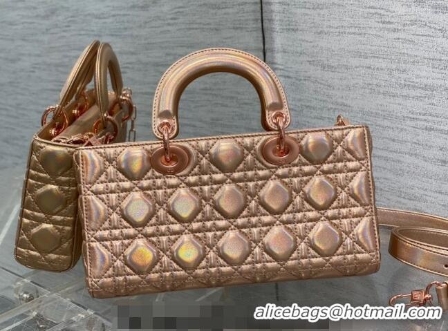 Good Taste Dior Medium Lady D-Joy Bag in Iridescent Cannage Leather Champagne CD7093 Pink 2023