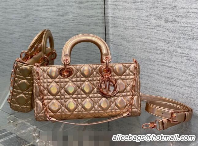 Good Taste Dior Medium Lady D-Joy Bag in Iridescent Cannage Leather Champagne CD7093 Pink 2023