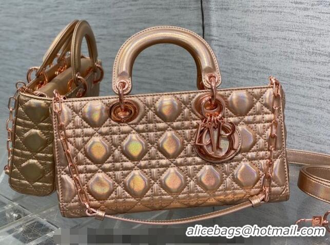 Good Taste Dior Medium Lady D-Joy Bag in Iridescent Cannage Leather Champagne CD7093 Pink 2023