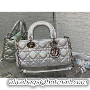 Low Price Dior Small Lady D-Joy Bag in Iridescent Cannage Leather CD7096 Silver 2023