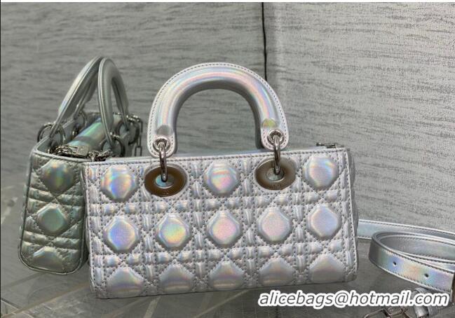 Low Price Dior Small Lady D-Joy Bag in Iridescent Cannage Leather CD7096 Silver 2023