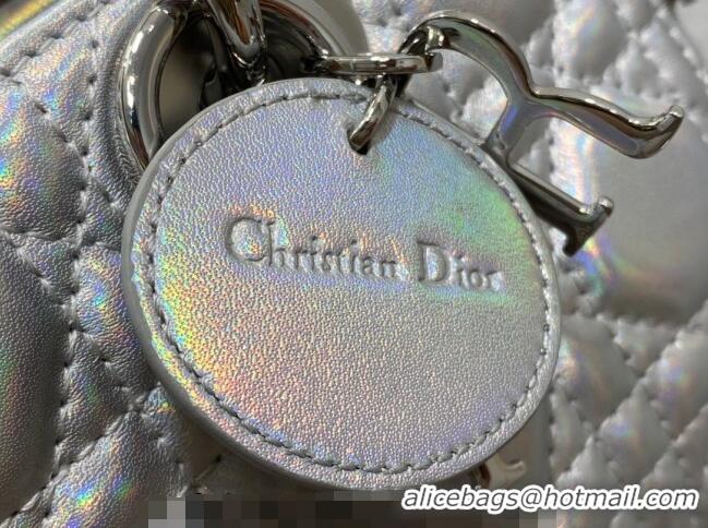 Low Price Dior Small Lady D-Joy Bag in Iridescent Cannage Leather CD7096 Silver 2023