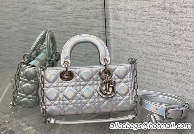 Low Price Dior Small Lady D-Joy Bag in Iridescent Cannage Leather CD7096 Silver 2023