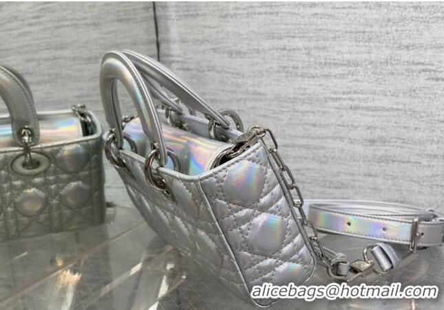 Low Price Dior Small Lady D-Joy Bag in Iridescent Cannage Leather CD7096 Silver 2023