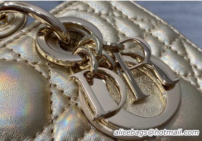 Popular Style Dior Small Lady D-Joy Bag in Iridescent Cannage Leather CD7096 Gold 2023