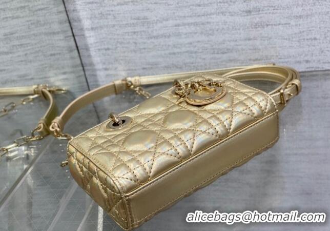 Popular Style Dior Small Lady D-Joy Bag in Iridescent Cannage Leather CD7096 Gold 2023