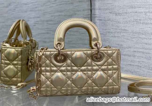 Popular Style Dior Small Lady D-Joy Bag in Iridescent Cannage Leather CD7096 Gold 2023