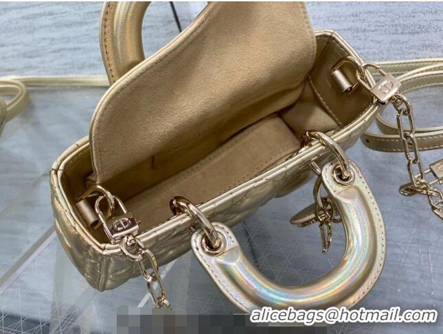 Popular Style Dior Small Lady D-Joy Bag in Iridescent Cannage Leather CD7096 Gold 2023