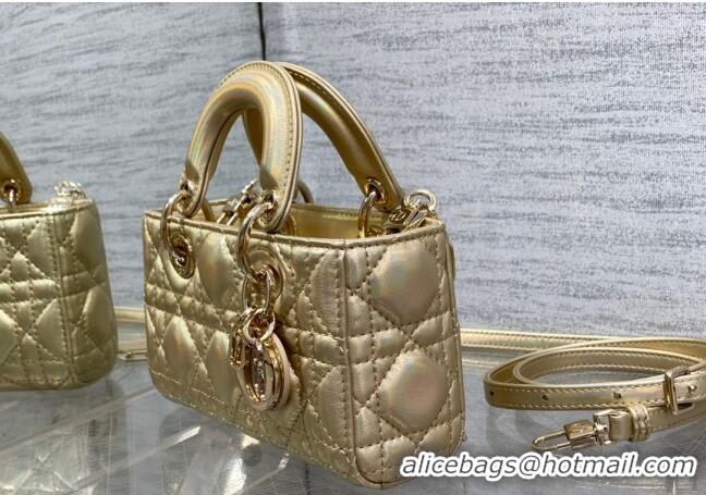 Popular Style Dior Small Lady D-Joy Bag in Iridescent Cannage Leather CD7096 Gold 2023