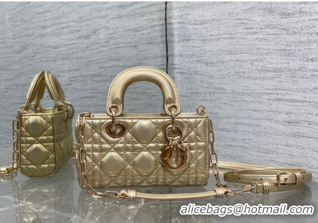 Popular Style Dior Small Lady D-Joy Bag in Iridescent Cannage Leather CD7096 Gold 2023