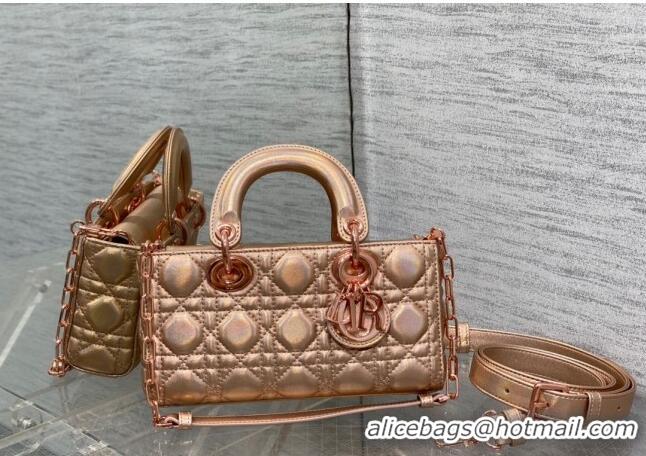 Low Cost Dior Small Lady D-Joy Bag in Iridescent Cannage Leather Champagne CD7096 Pink 2023