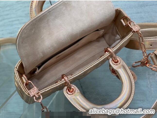 Low Cost Dior Small Lady D-Joy Bag in Iridescent Cannage Leather Champagne CD7096 Pink 2023