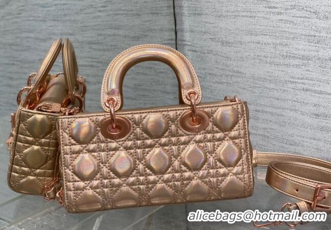 Low Cost Dior Small Lady D-Joy Bag in Iridescent Cannage Leather Champagne CD7096 Pink 2023