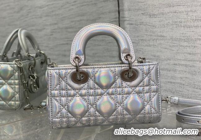 Well Crafted Dior Micro Lady D-Joy Bag in Iridescent Cannage Leather CD7099 Silver 2023