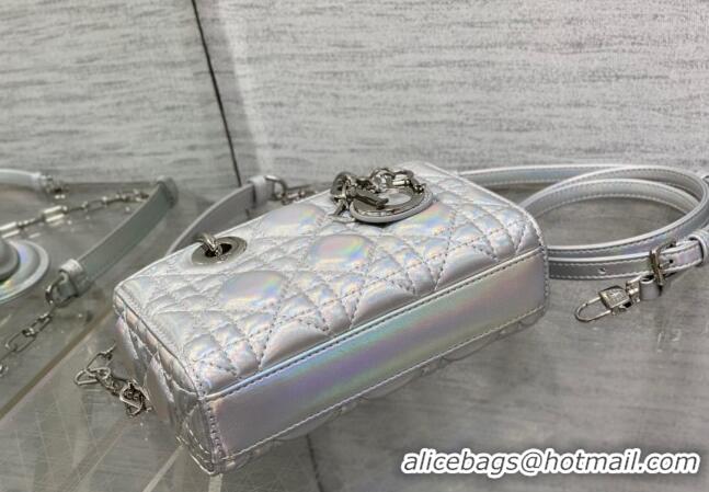 Well Crafted Dior Micro Lady D-Joy Bag in Iridescent Cannage Leather CD7099 Silver 2023