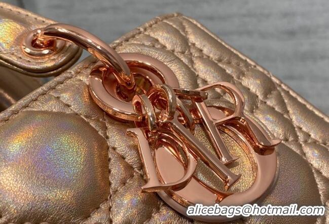 Shop Grade Dior Micro Lady D-Joy Bag in Iridescent Cannage Leather Champagne CD7099 Pink 2023