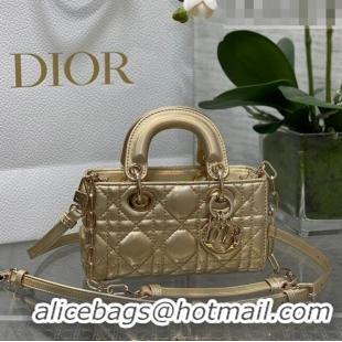 Top Grade Dior Micro Lady D-Joy Bag in Iridescent Cannage Leather CD7099 Gold 2023