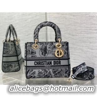 Good Product Dior Medium Lady D-Lite Bag in Plan de Paris Embroidery CD7105 Grey 2023