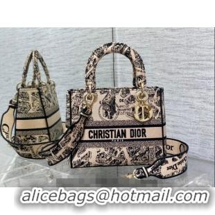 Good Quality Dior Medium Lady D-Lite Bag in Plan de Paris Embroidery CD7105 Beige 2023