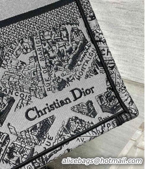 Top Grade Dior Large Book Tote Bag Bag in Grey Plan de Paris Embroidery CD7107 Grey 2023