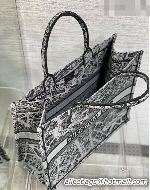 Top Grade Dior Large Book Tote Bag Bag in Grey Plan de Paris Embroidery CD7107 Grey 2023