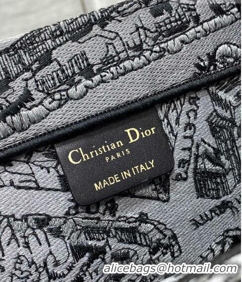 Top Grade Dior Large Book Tote Bag Bag in Grey Plan de Paris Embroidery CD7107 Grey 2023