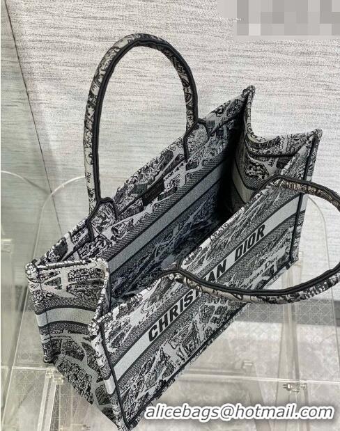 Pretty Style Dior Medium Book Tote Bag Bag in Plan de Paris Embroidery CD7108 Grey 2023