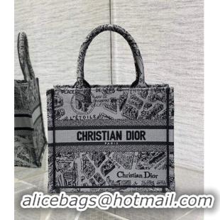 Super Quality Dior Small Book Tote Bag Bag in Plan de Paris Embroidery CD7109 Grey 2023