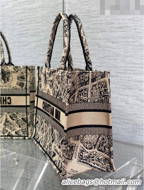 Top Quality Dior Medium Book Tote Bag Bag in Plan de Paris Embroidery CD7108 Beige 2023