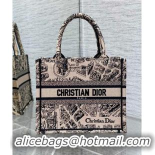 Good Product Dior Small Book Tote Bag Bag in Plan de Paris Embroidery CD7109 Beige 2023